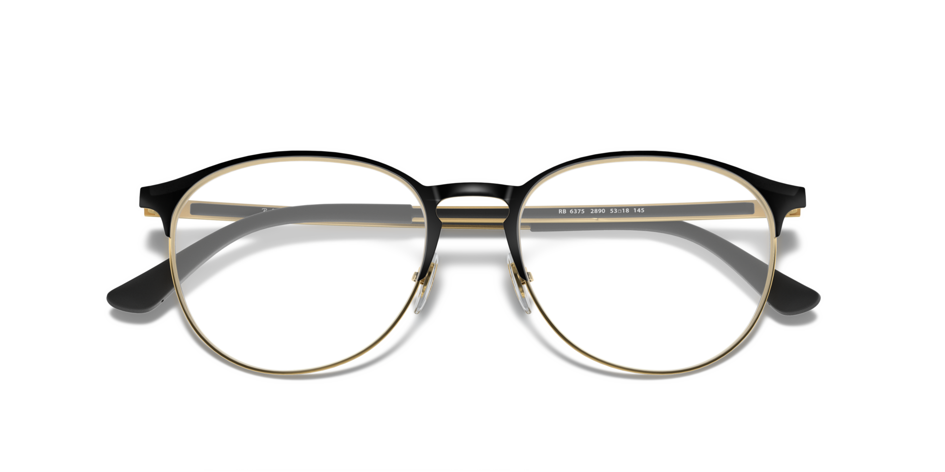 RB6375 Black On Gold MetalEyeglass Frames for Glasses Direct, Closed View