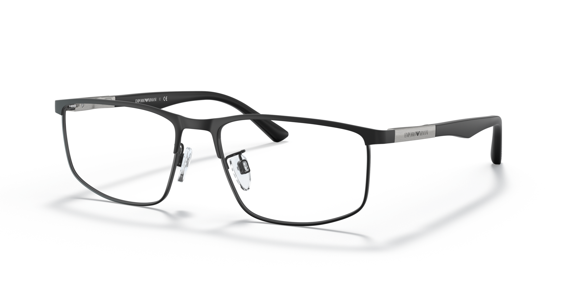 EA1131 Matte Black MetalEyeglass Frames for Glasses Direct, Angle View