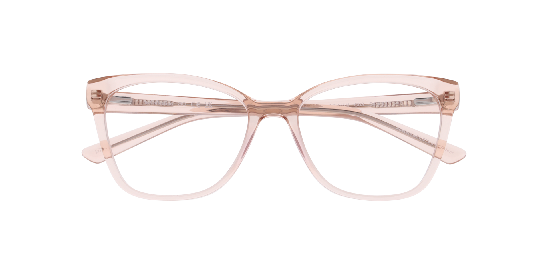 Megan Transparent Champagne AcetateEyeglass Frames for Glasses Direct, Closed View
