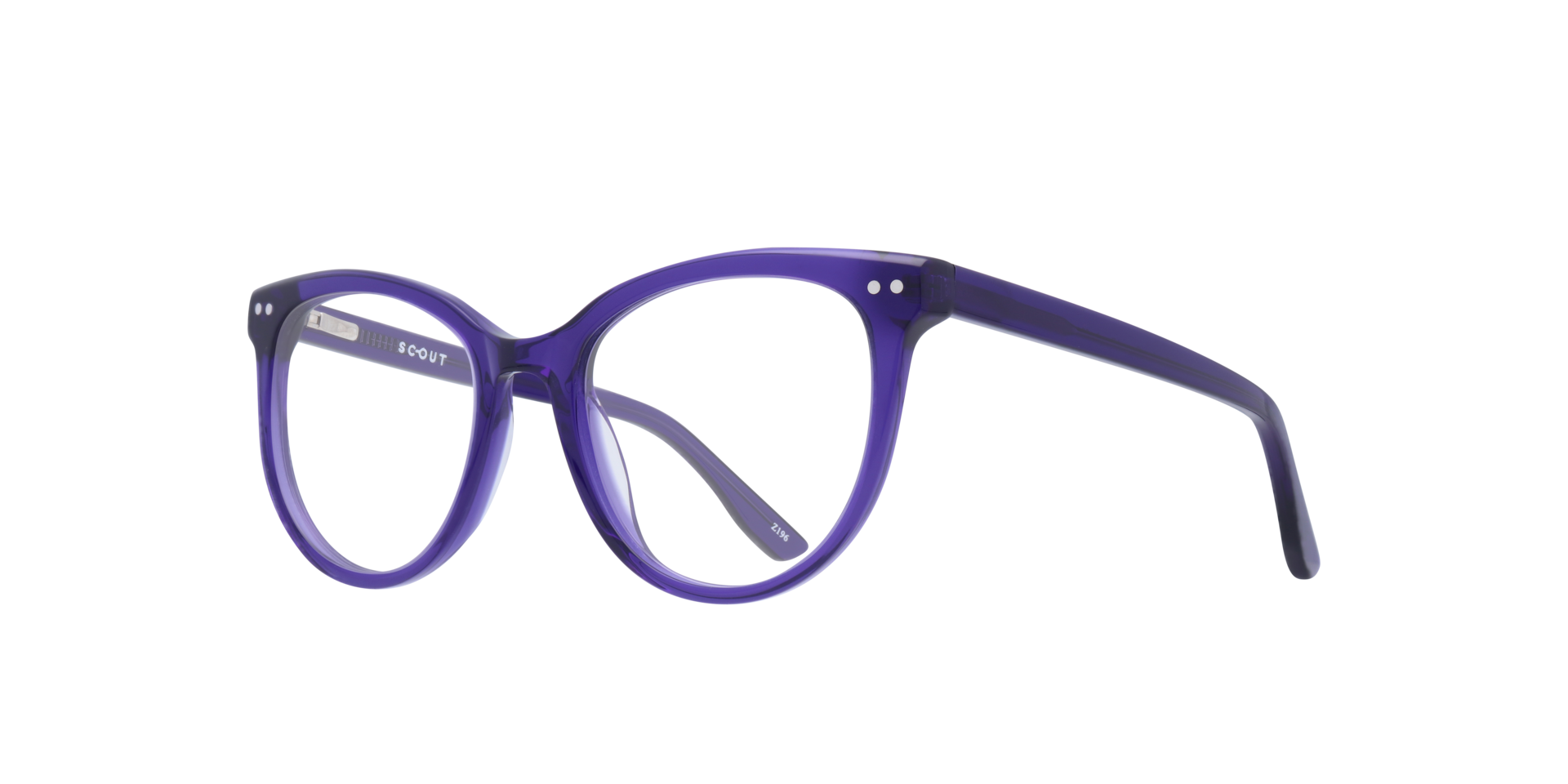 Gretchen Crystal Purple AcetateEyeglass Frames for Glasses Direct, Angle View
