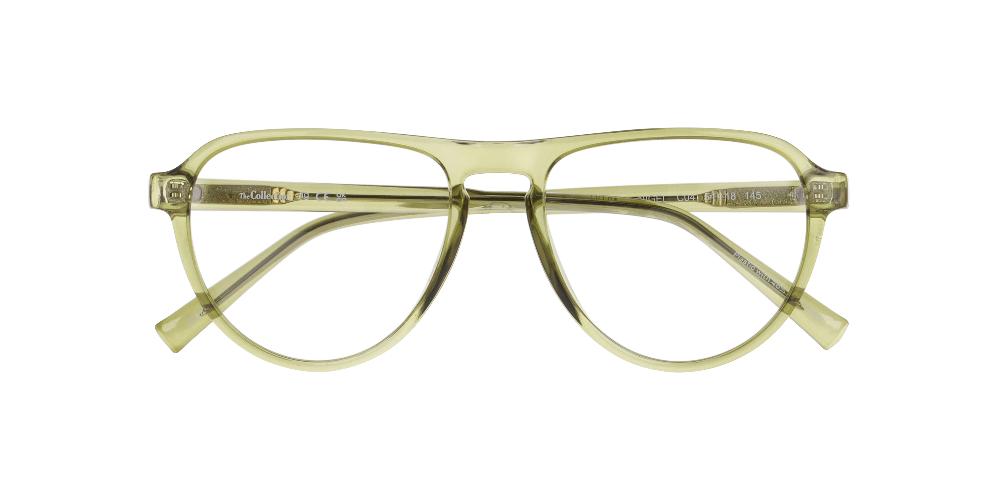 Nigel Transparent Green PlasticEyeglass Frames for Glasses Direct, Closed View