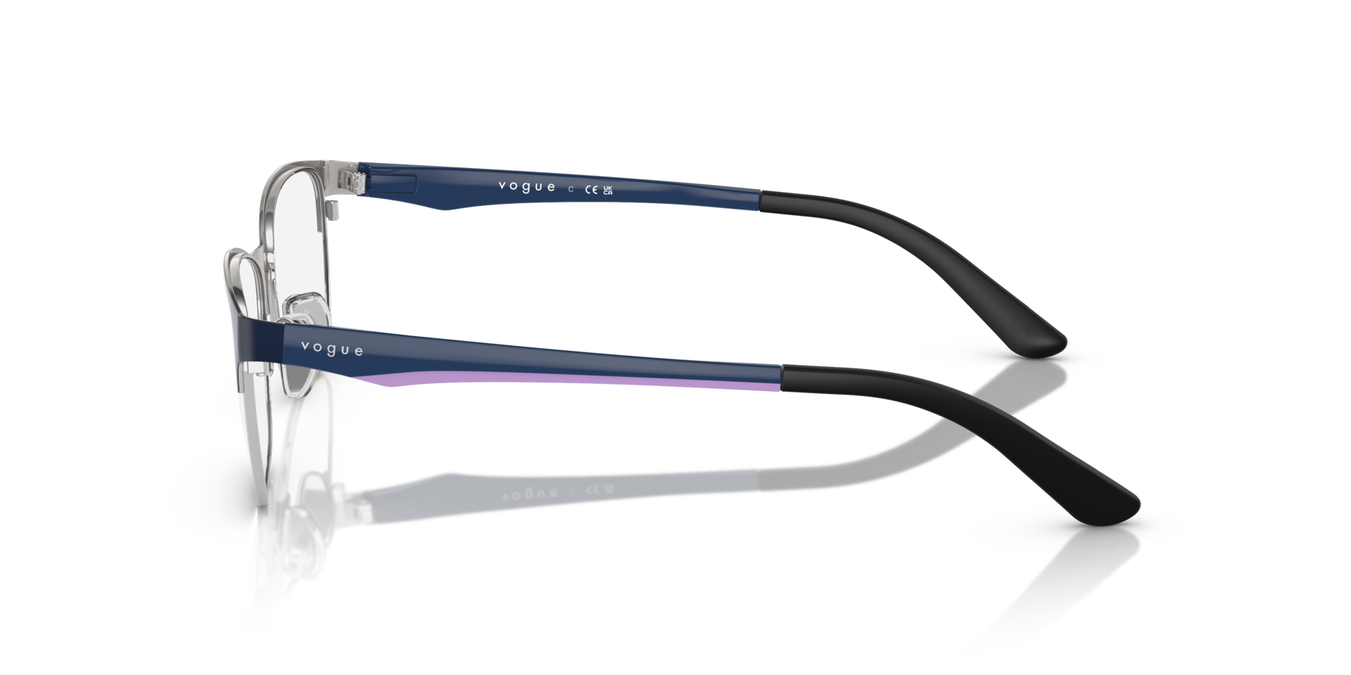 VO3940 Top Brushed Blue & Silver MetalEyeglass Frames for Glasses Direct, Side View