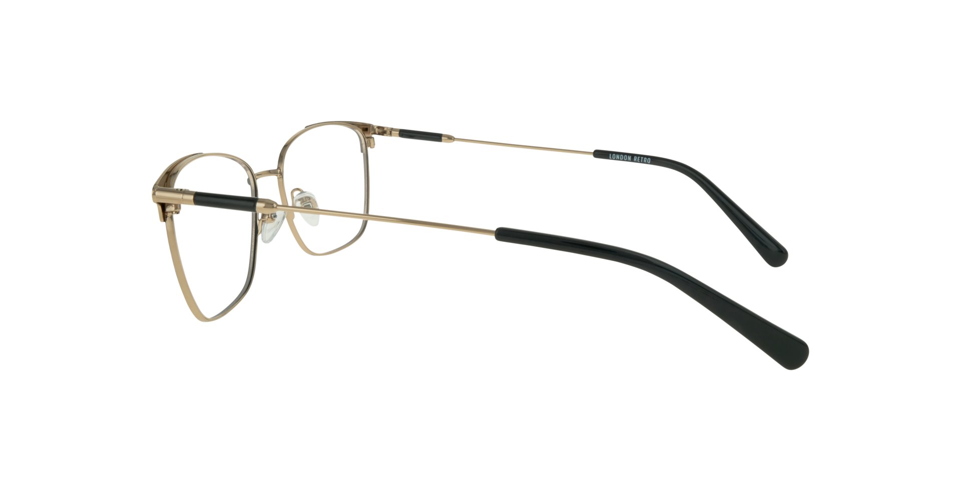 Kathleen Black & Shiny Gold MetalEyeglass Frames for Glasses Direct, Side View