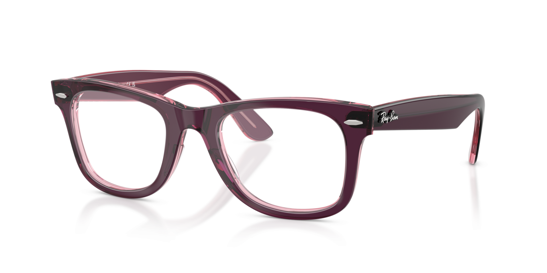 RB4340V Violet On Transparent Pink PlasticEyeglass Frames for Glasses Direct, Angle View