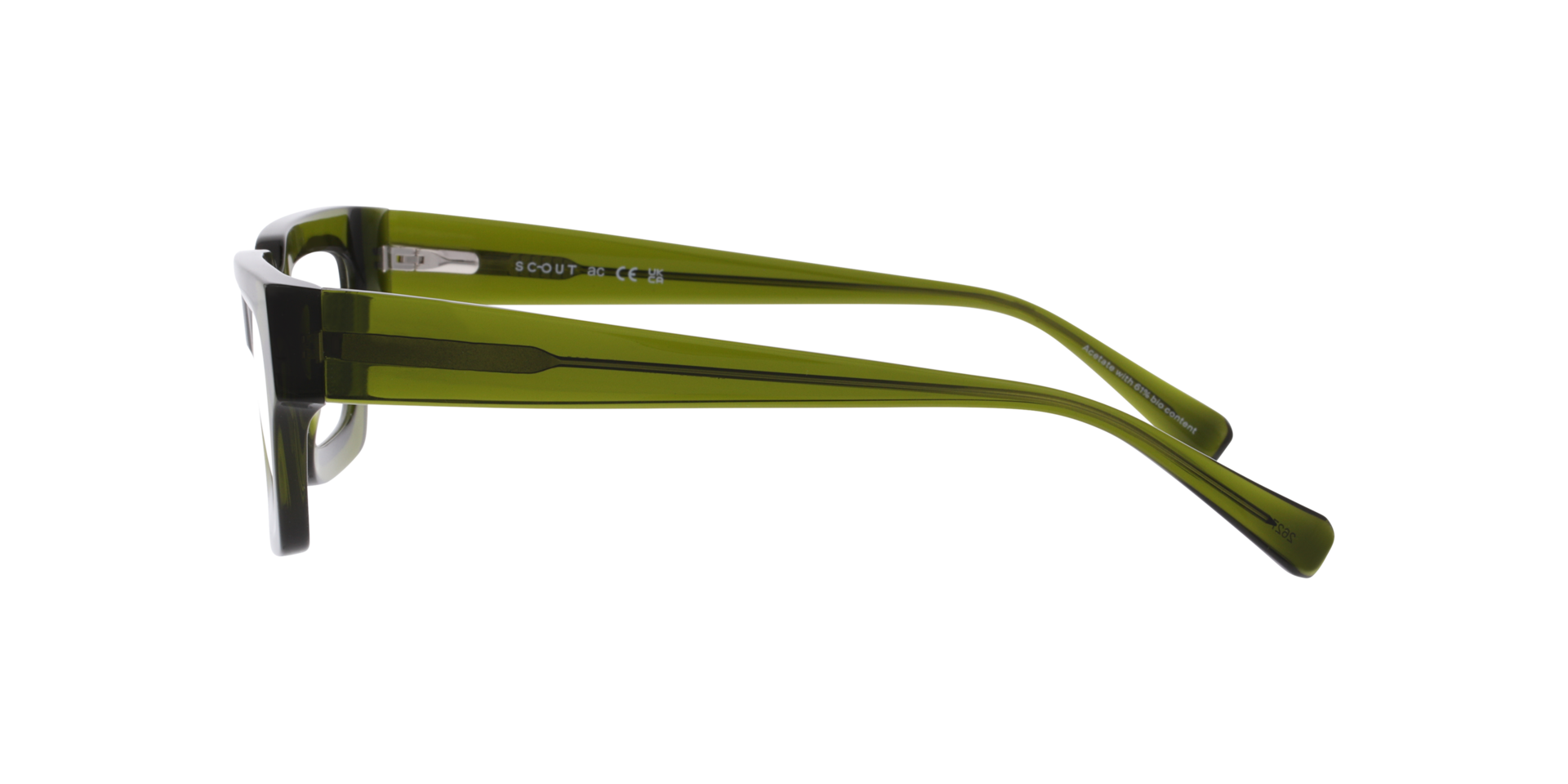 Maeve Transparent Olive AcetateEyeglass Frames for Glasses Direct, Side View