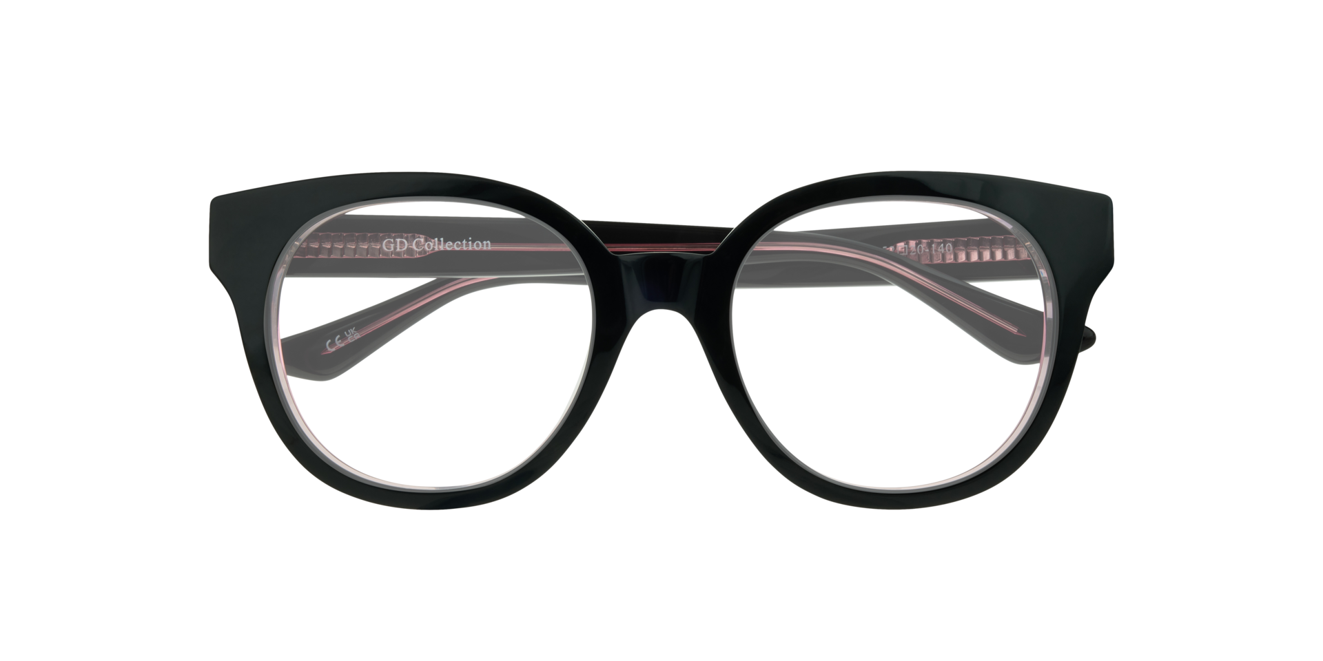 Jessie Black & Crystal Pink AcetateEyeglass Frames for Glasses Direct, Closed View
