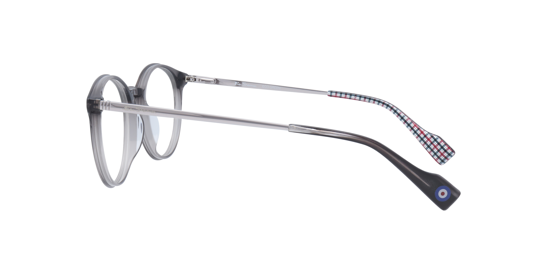 Fitzroy BN Grey MetalEyeglass Frames for Glasses Direct, Side View