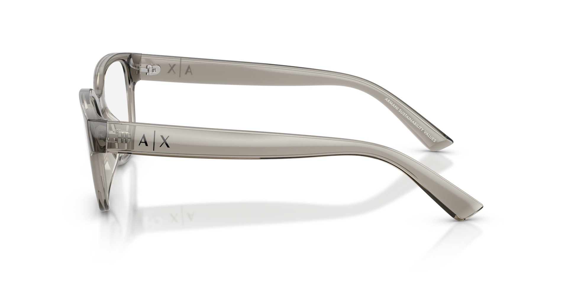 AX3134U Shiny Transparent Grey PlasticEyeglass Frames for Glasses Direct, Side View