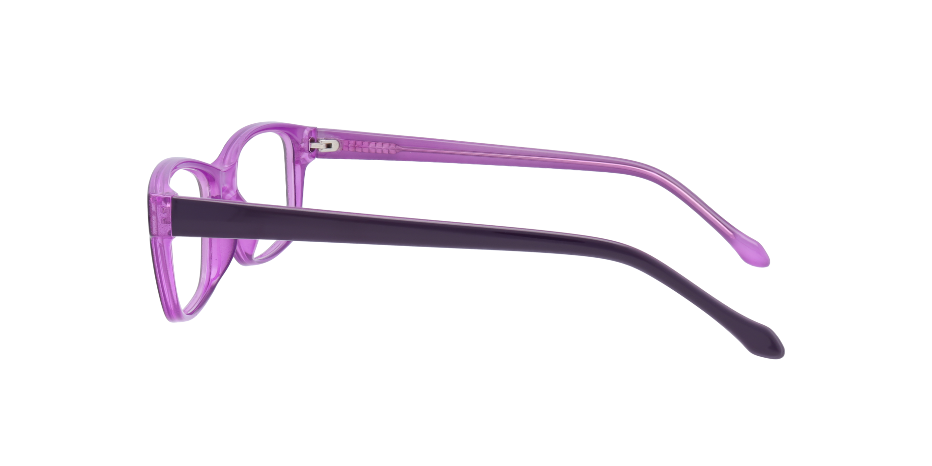 Daisy Dark Purple PlasticSunglass Frames for Glasses Direct, Side View