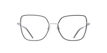 Silver Black Leather Golders -  Metal Glasses