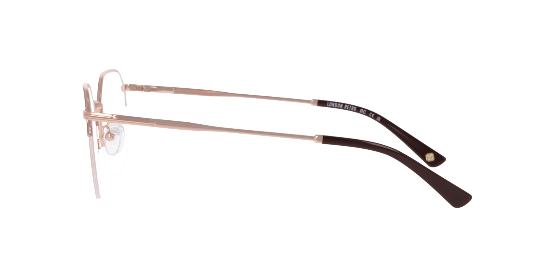 Notting Hill Burgundy & Pink Gold MetalEyeglass Frames for Glasses Direct, Side View