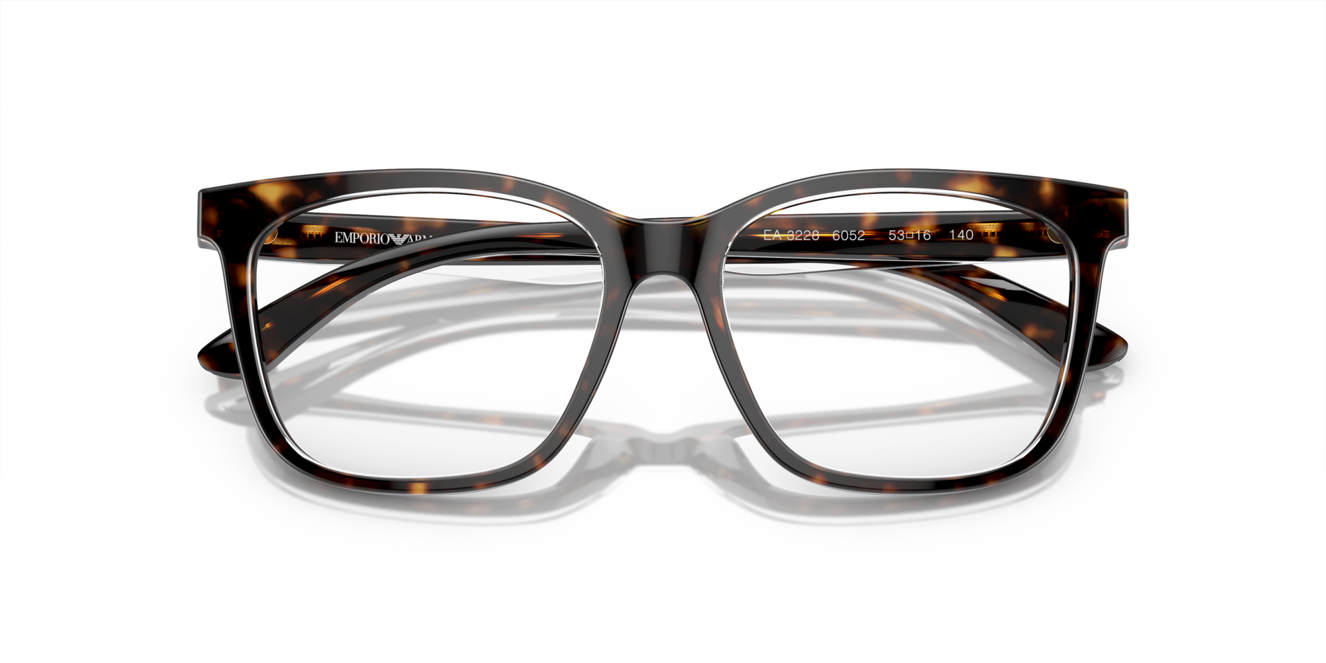 EA3228 Shiny Havana & Top Crystal AcetateEyeglass Frames for Glasses Direct, Closed View