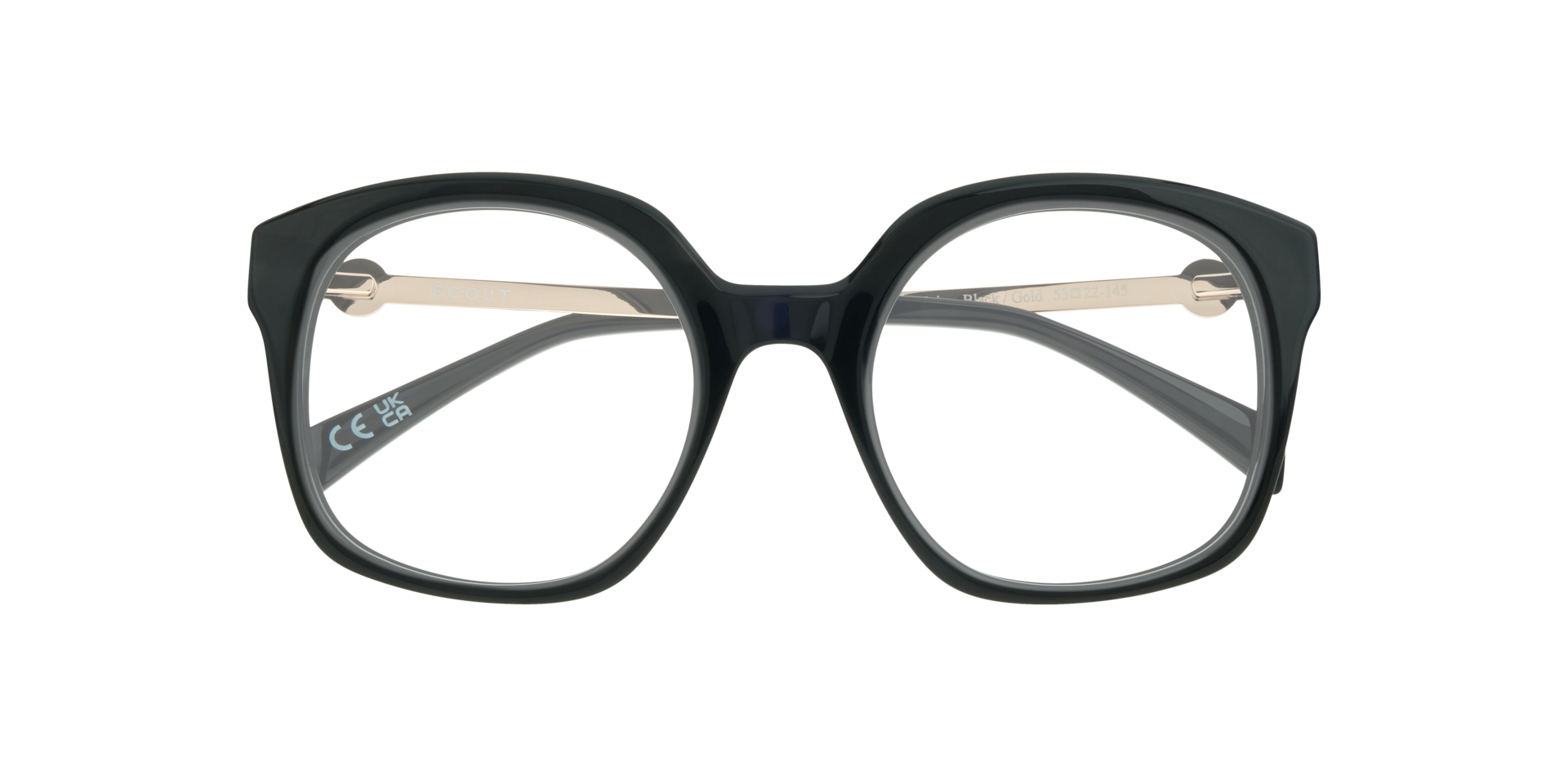 Keira Black & Gold AcetateEyeglass Frames for Glasses Direct, Closed View