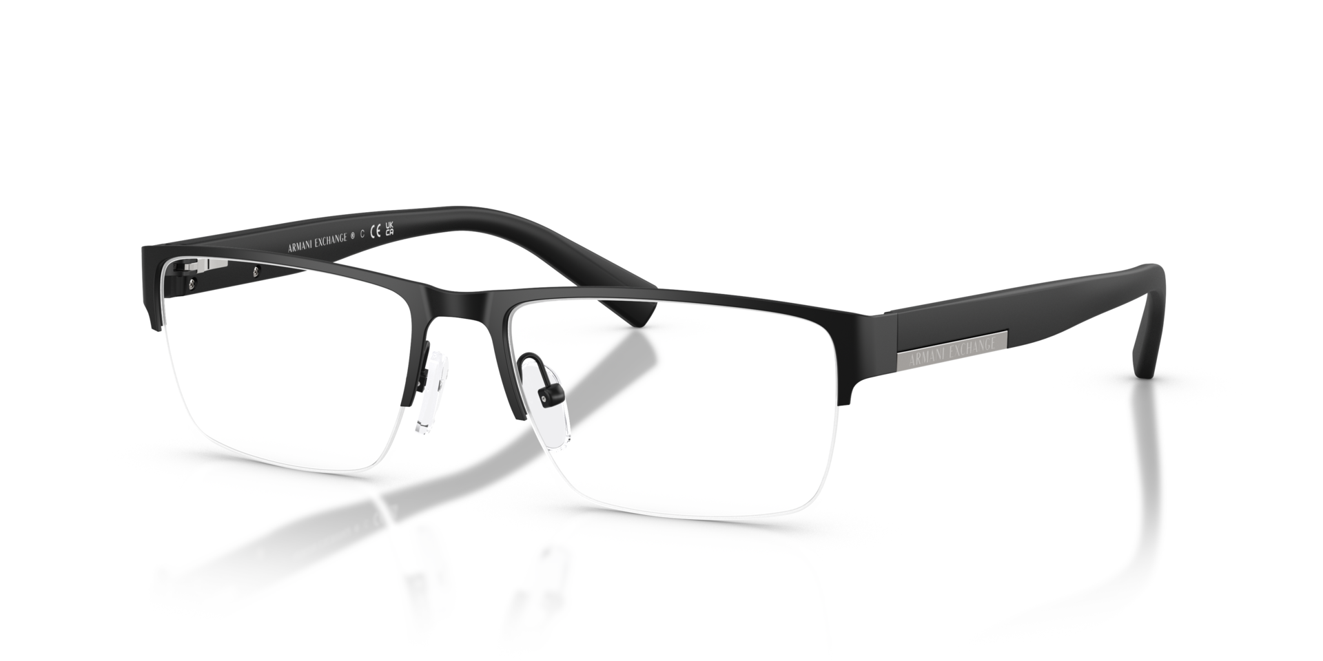 AX1018 Matte Black MetalEyeglass Frames for Glasses Direct, Angle View