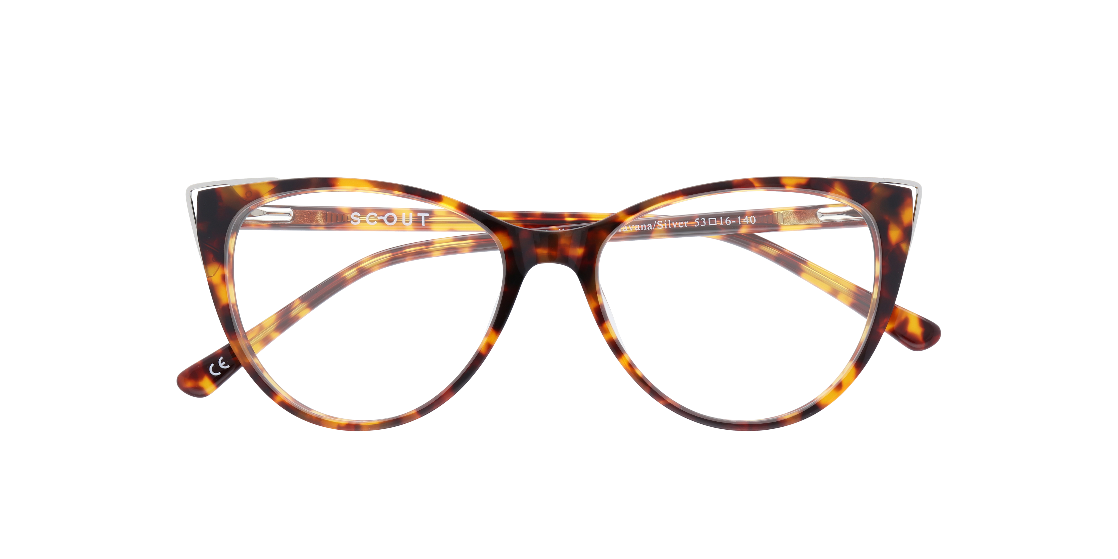 Arabella Shiny Havana & Silver AcetateEyeglass Frames for Glasses Direct, Closed View