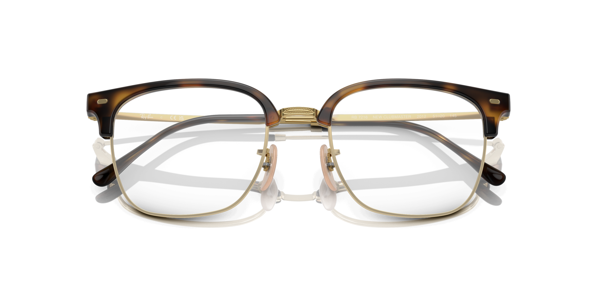 New Clubmaster Optics Havana On Gold PlasticEyeglass Frames for Glasses Direct, Closed View