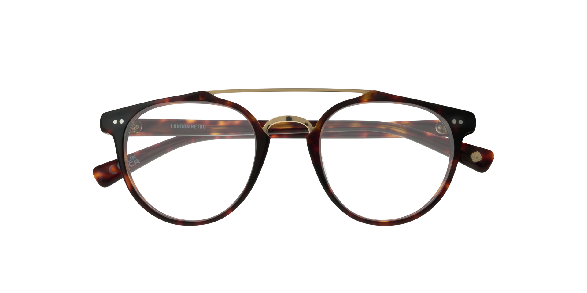 Keaton Havana & Shiny Gold AcetateEyeglass Frames for Glasses Direct, Closed View
