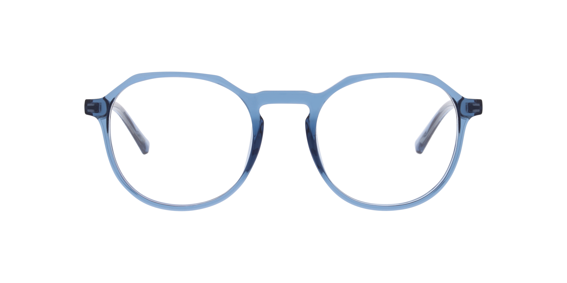 Marty Transparent Dark Blue PlasticEyeglass Frames for Glasses Direct, Front View