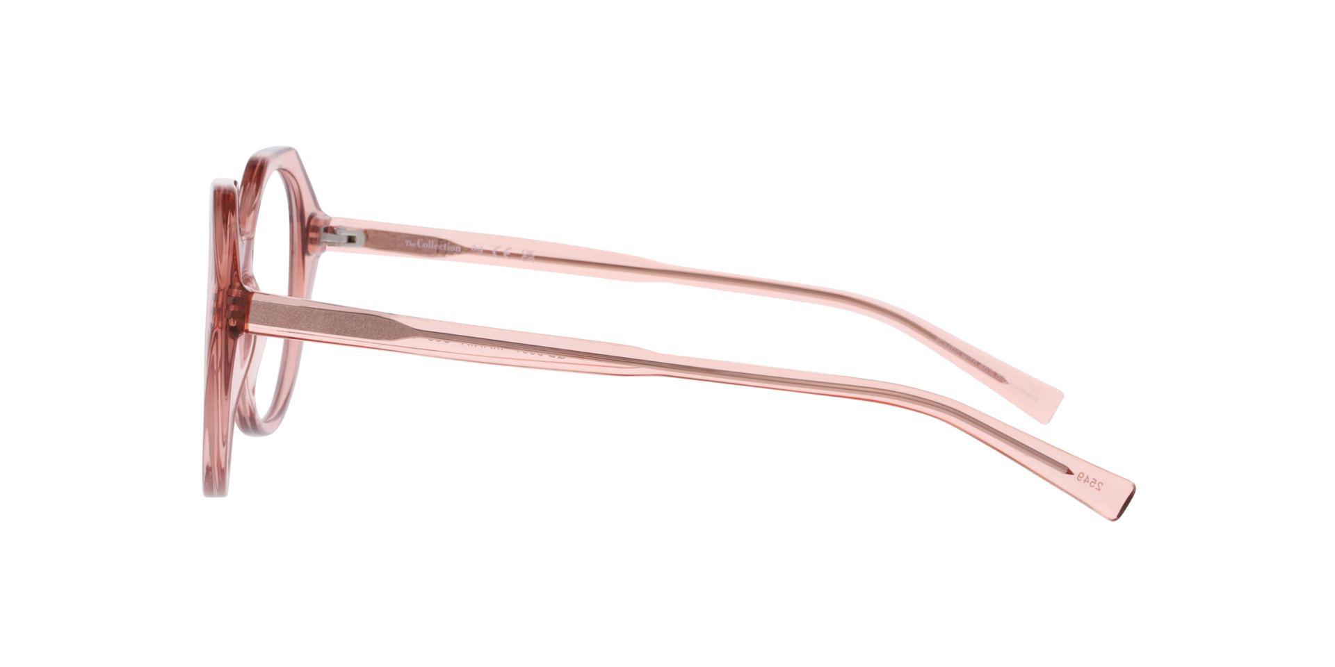 Maria Transparent Nude & Brown PlasticEyeglass Frames for Glasses Direct, Side View