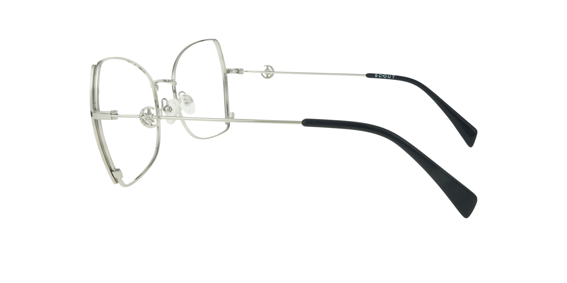 Kenna Silver & Navy Blue MetalEyeglass Frames for Glasses Direct, Side View