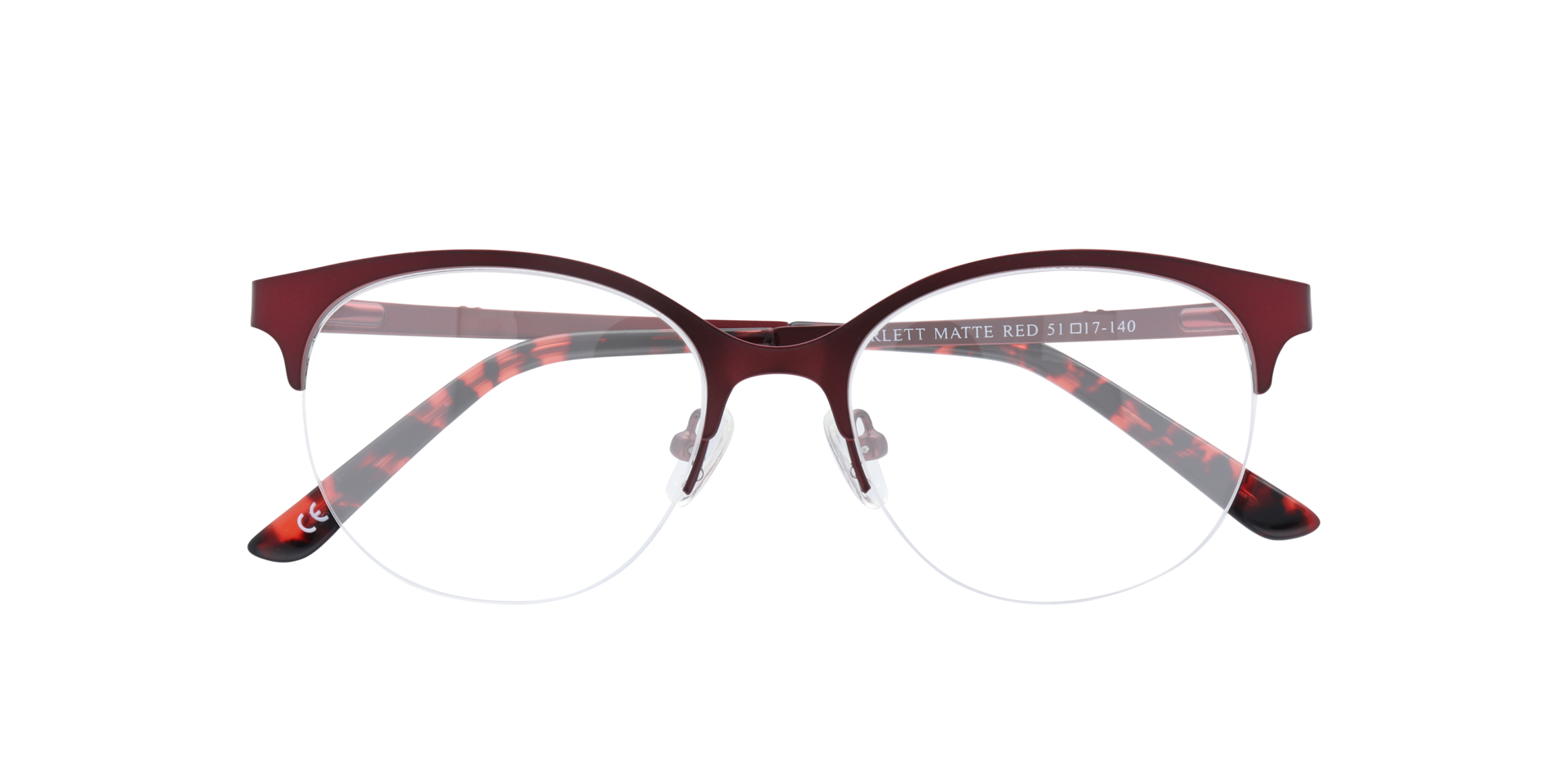Scarlett Matte Red MetalEyeglass Frames for Glasses Direct, Closed View