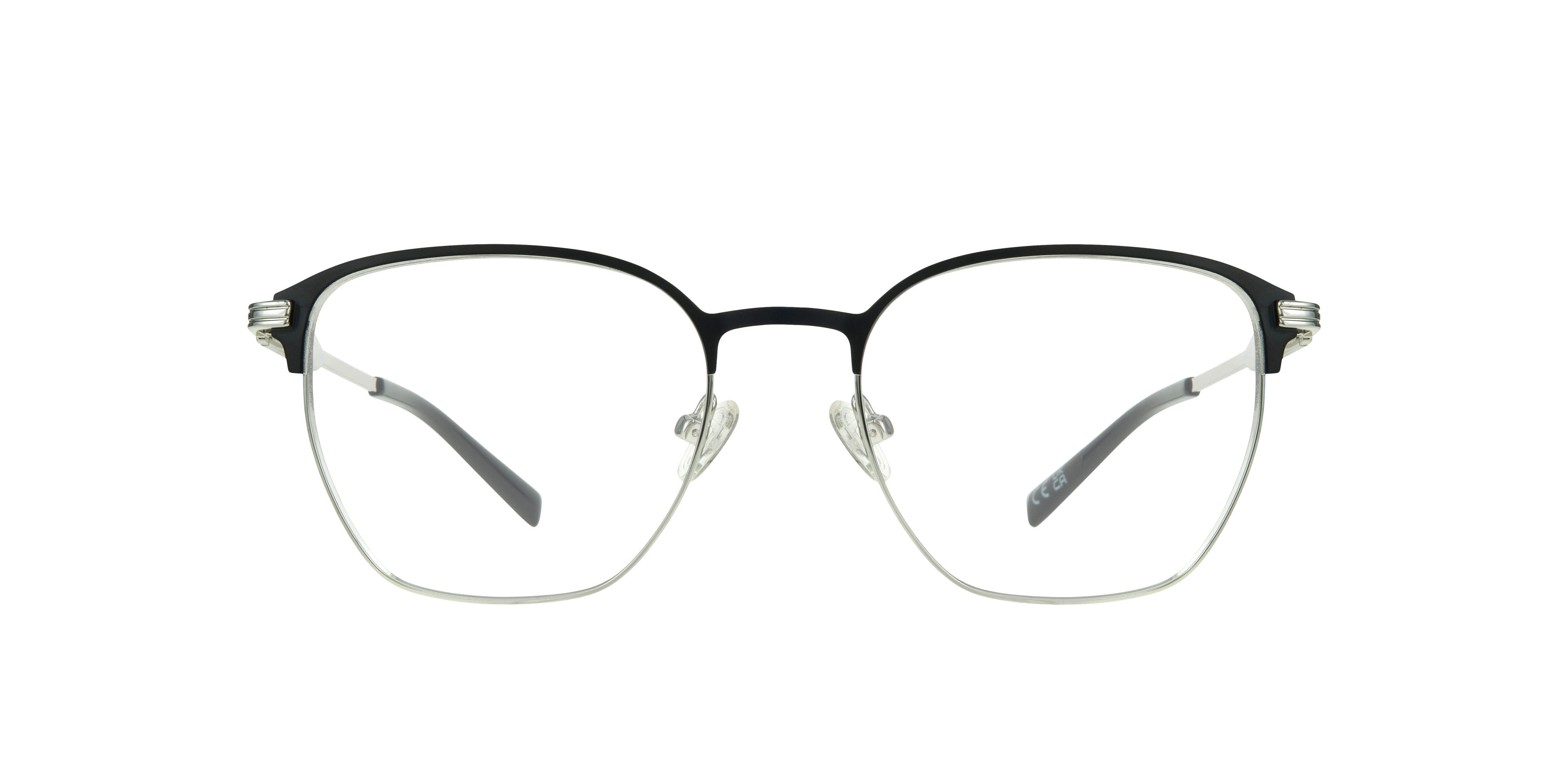 Keith Matte Black & Shiny Silver MetalEyeglass Frames for Glasses Direct, Front View