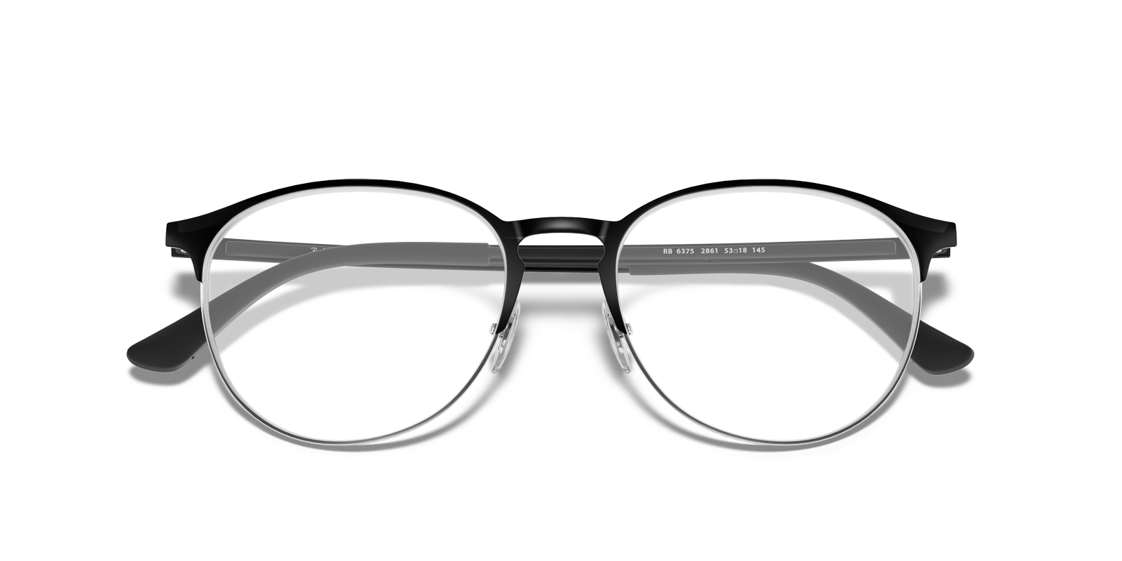 RB6375 Black On Silver MetalEyeglass Frames for Glasses Direct, Closed View