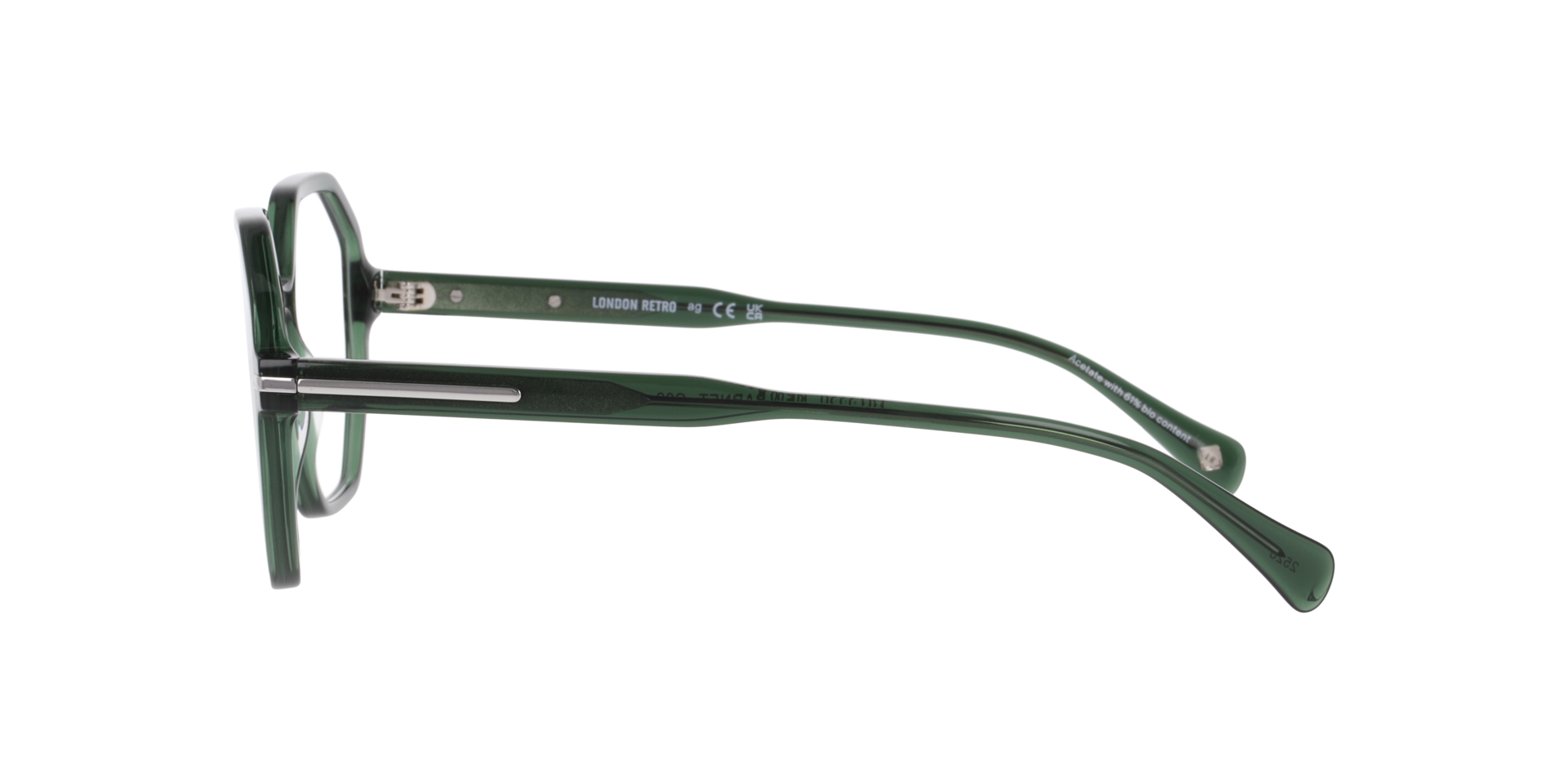 New Barnet Transparent Green AcetateEyeglass Frames for Glasses Direct, Side View