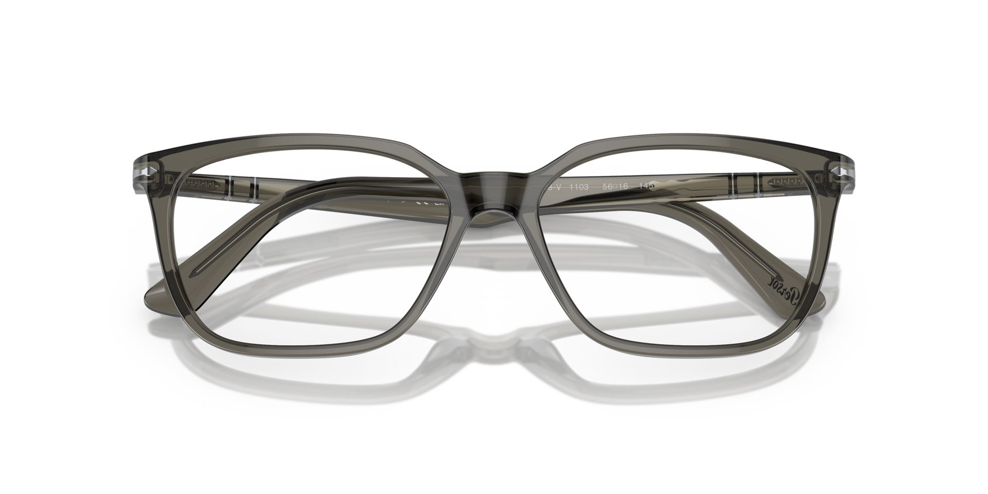 PO3298V Taupe Grey Transparent AcetateEyeglass Frames for Glasses Direct, Closed View