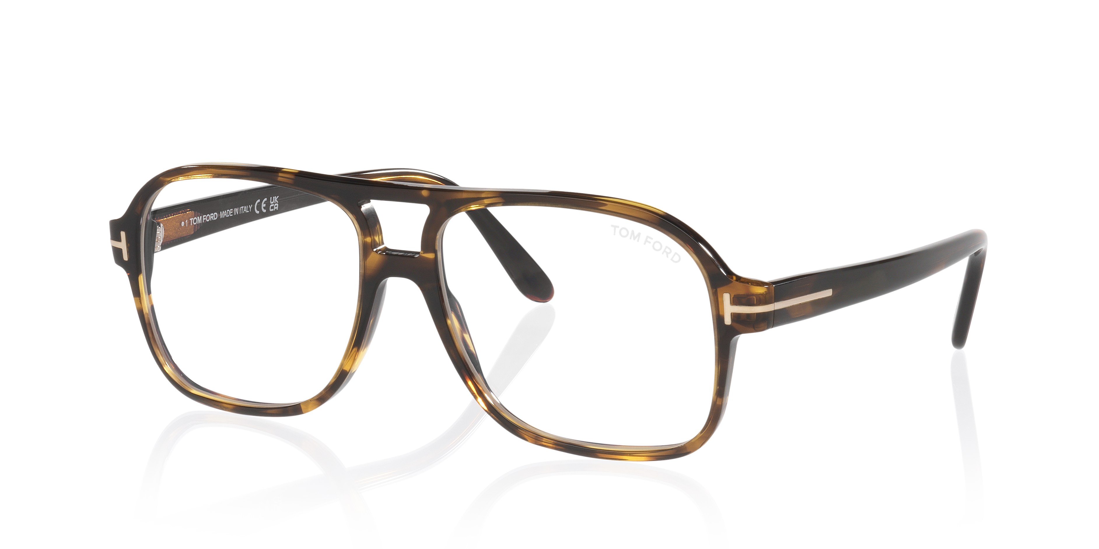 FT6058-B Tortoise Clear AcetateEyeglass Frames for Glasses Direct, Angle View