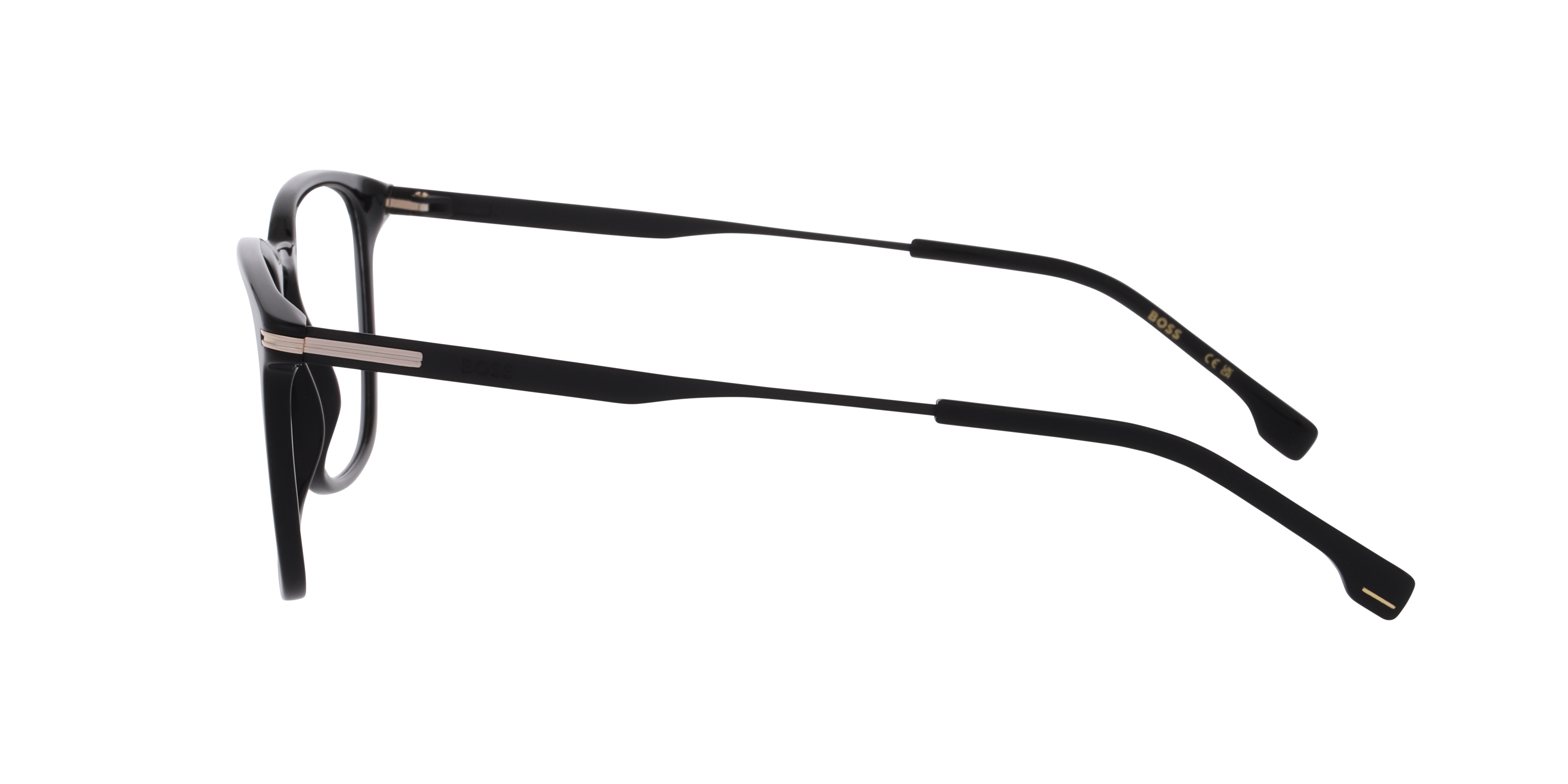 BOSS 1889 Black Gold AcetateEyeglass Frames for Glasses Direct, Side View