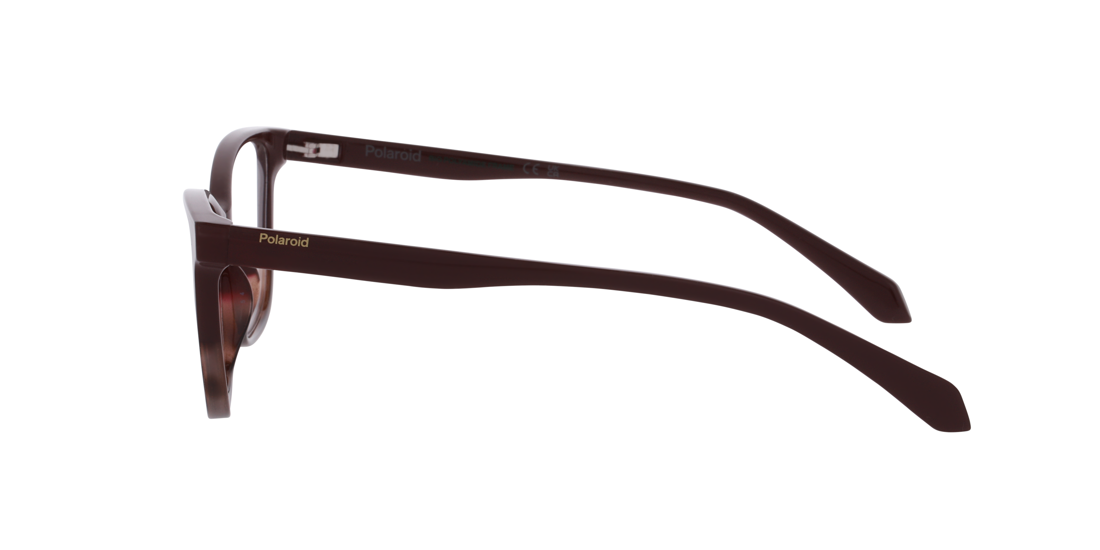 PLD D597 Burgundy Tort PlasticEyeglass Frames for Glasses Direct, Side View