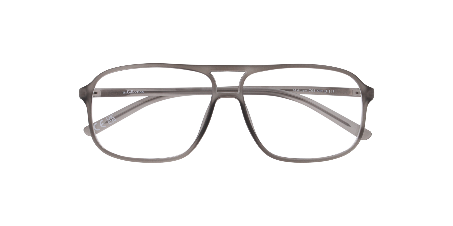 Matthew Crystal Grey PlasticEyeglass Frames for Glasses Direct, Closed View