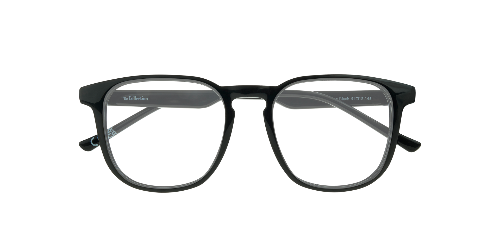 Louis Shiny Black PlasticEyeglass Frames for Glasses Direct, Closed View
