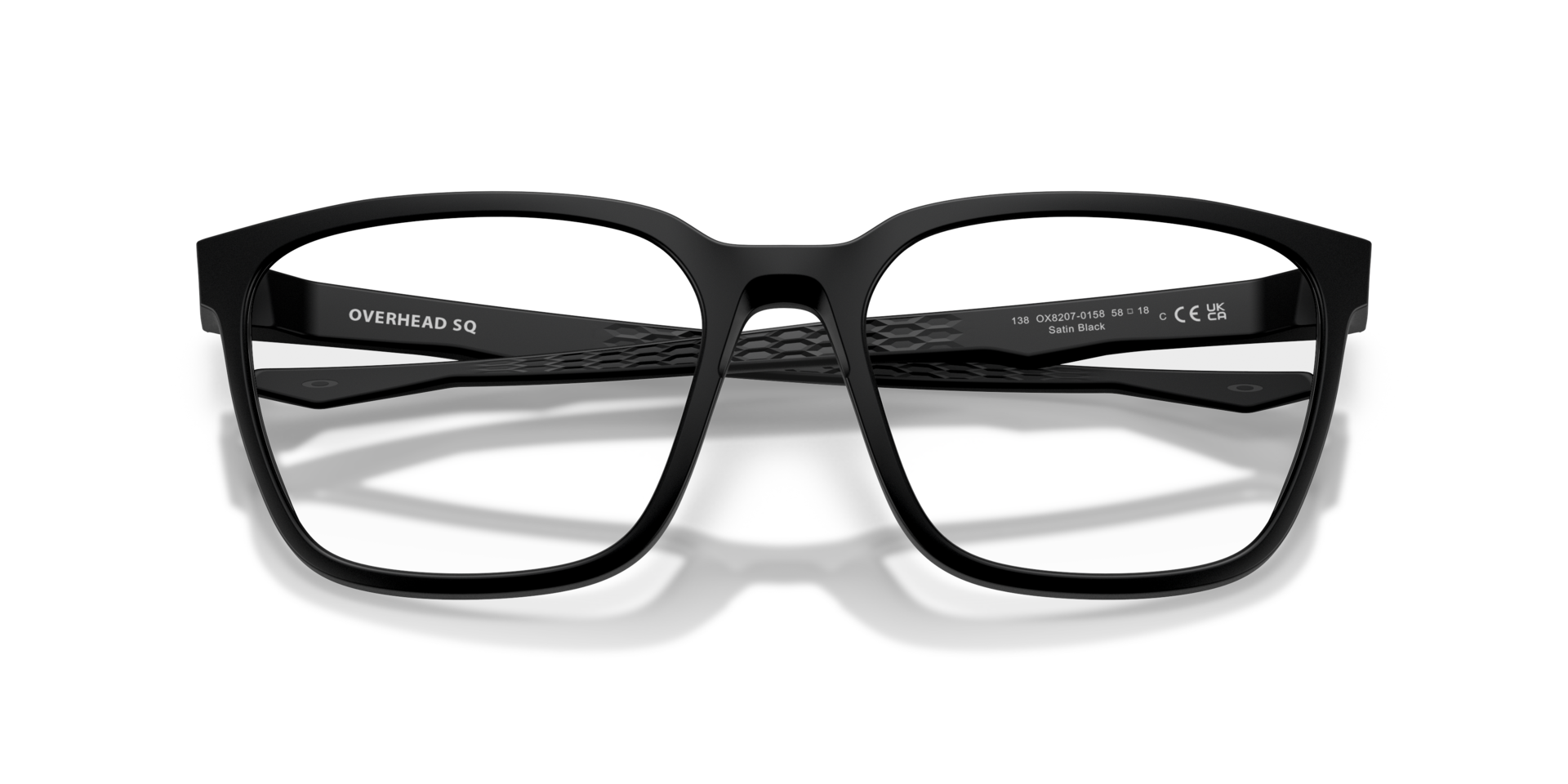 Overhead SQ Satin Black PlasticEyeglass Frames for Glasses Direct, Closed View