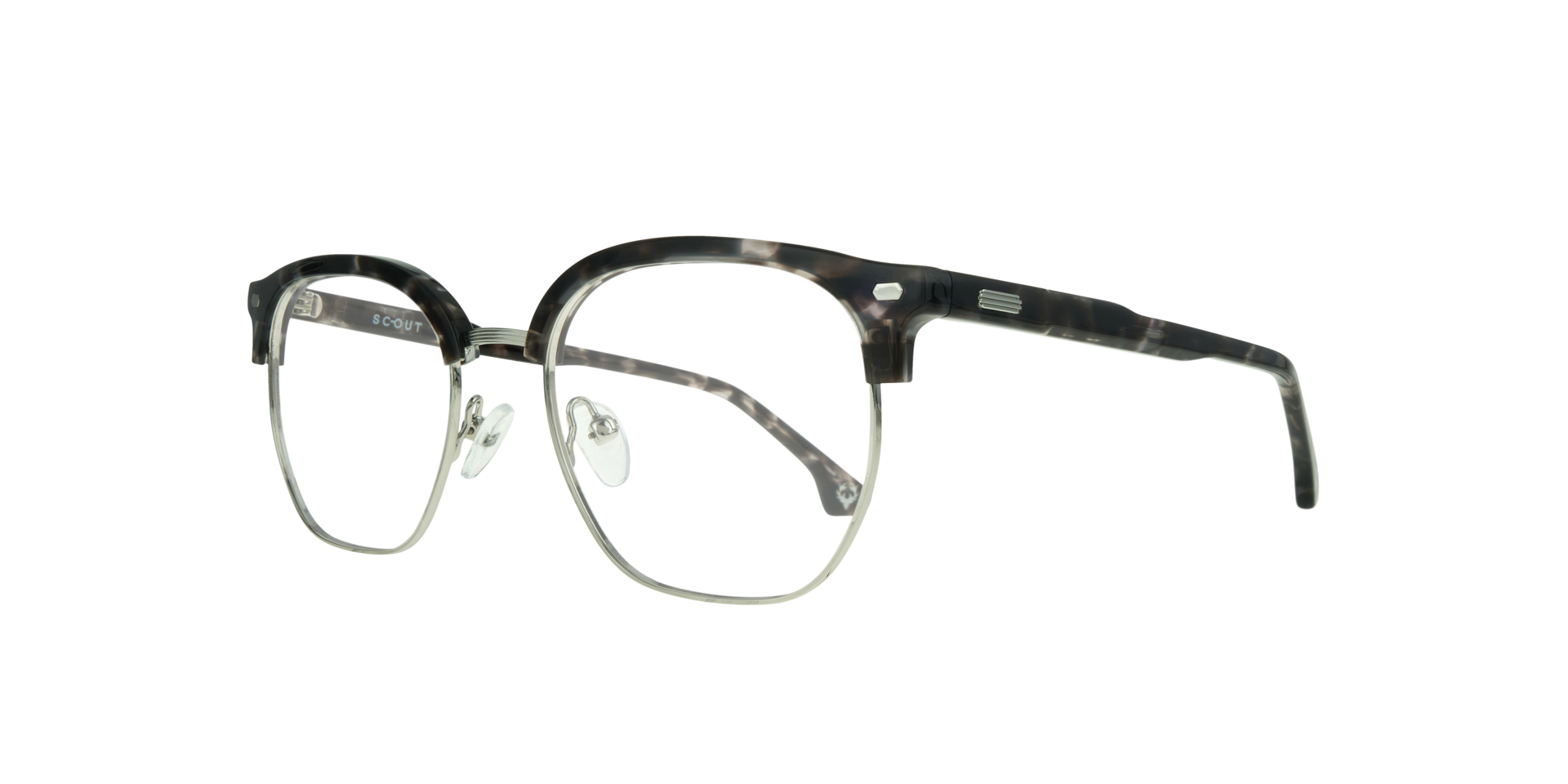 Keegan Havana Grey & Silver MetalEyeglass Frames for Glasses Direct, Angle View