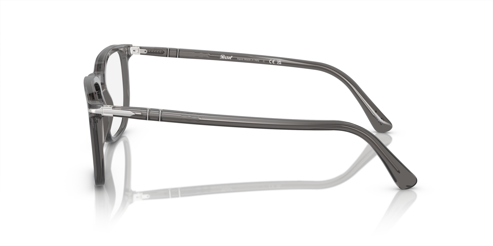 PO3339V Transparent Grey AcetateEyeglass Frames for Glasses Direct, Side View