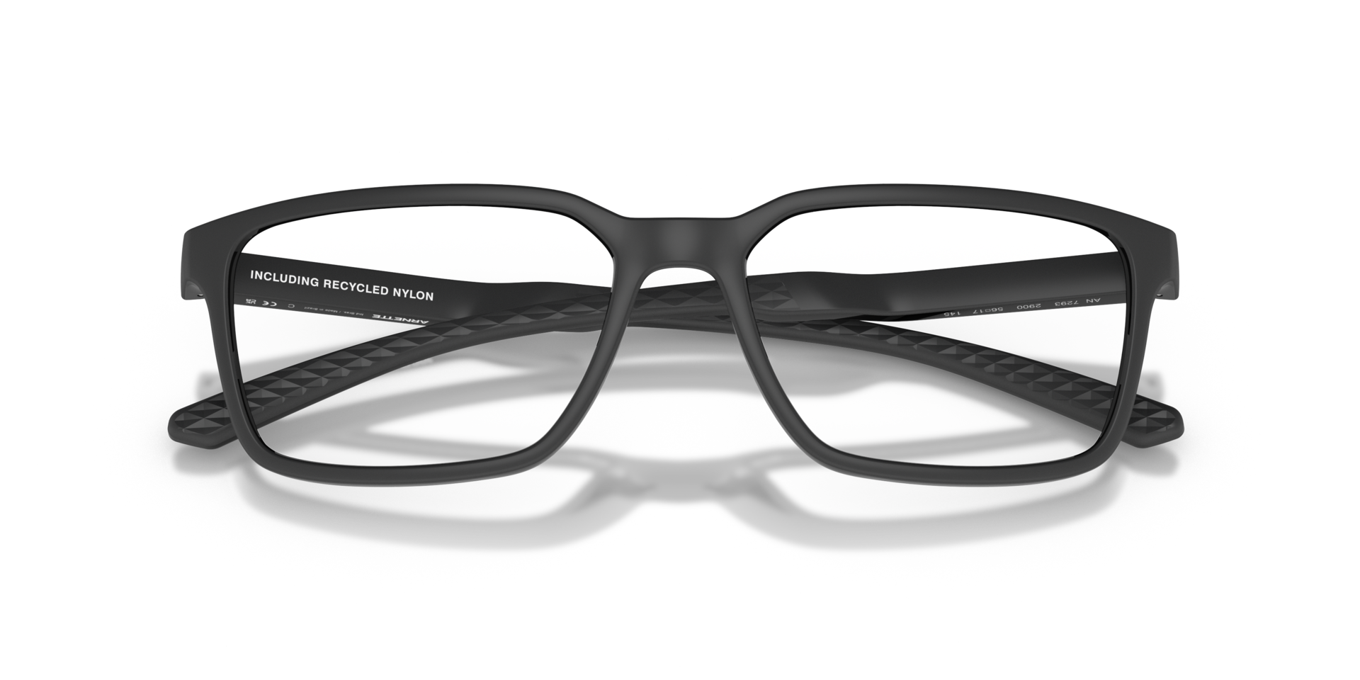 AN7293 Recycled Black Matte Inside Outside PlasticEyeglass Frames for Glasses Direct, Closed View