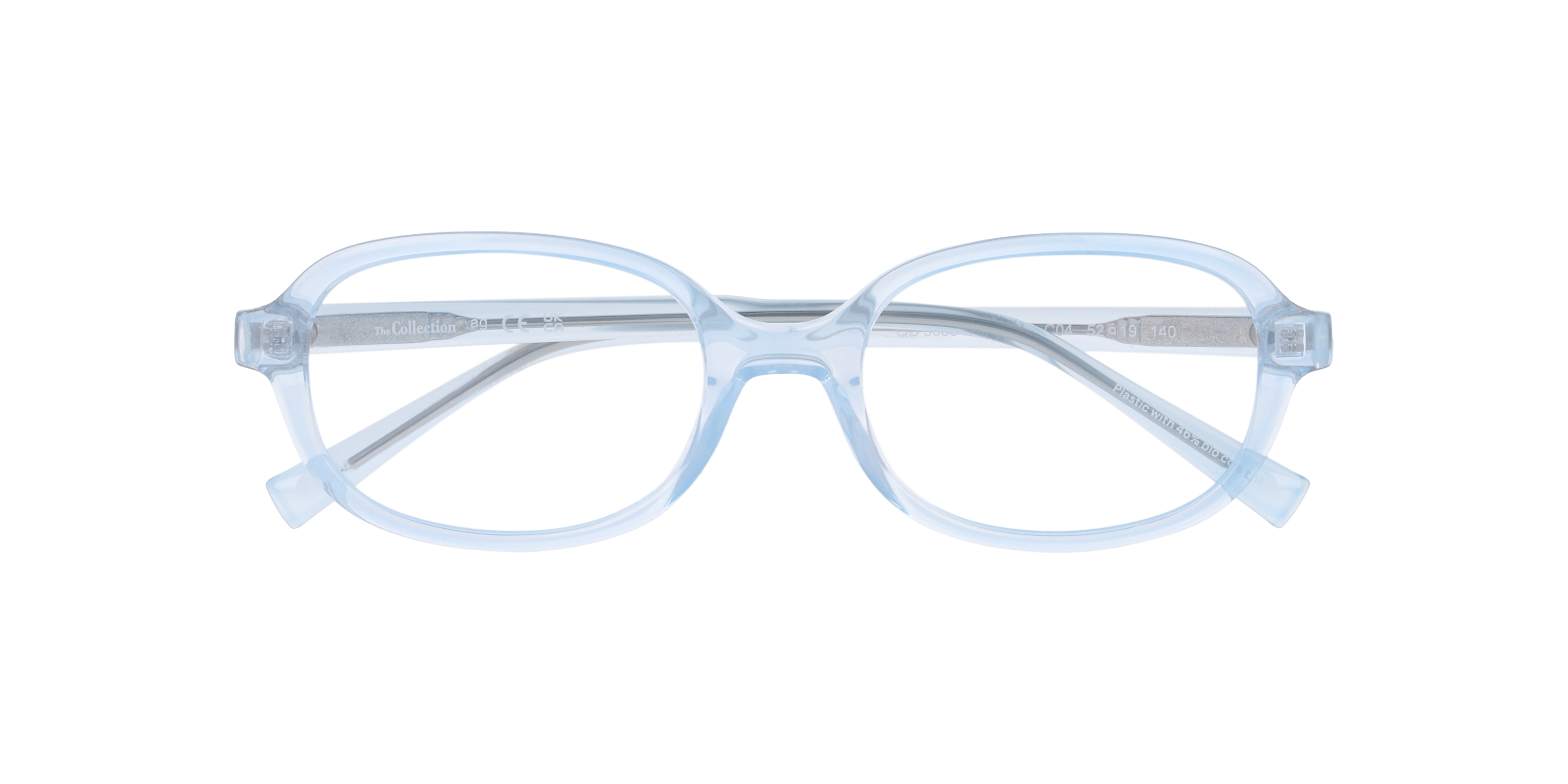 Nicola Transparent Light Blue PlasticEyeglass Frames for Glasses Direct, Closed View