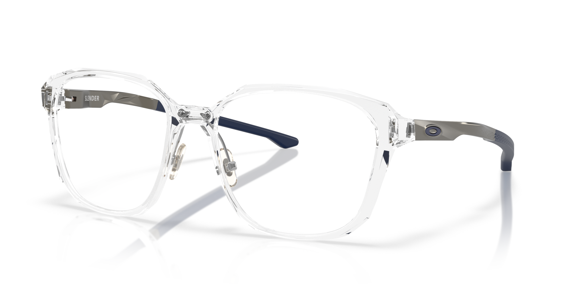 Slender Polished Clear PlasticEyeglass Frames for Glasses Direct, Angle View