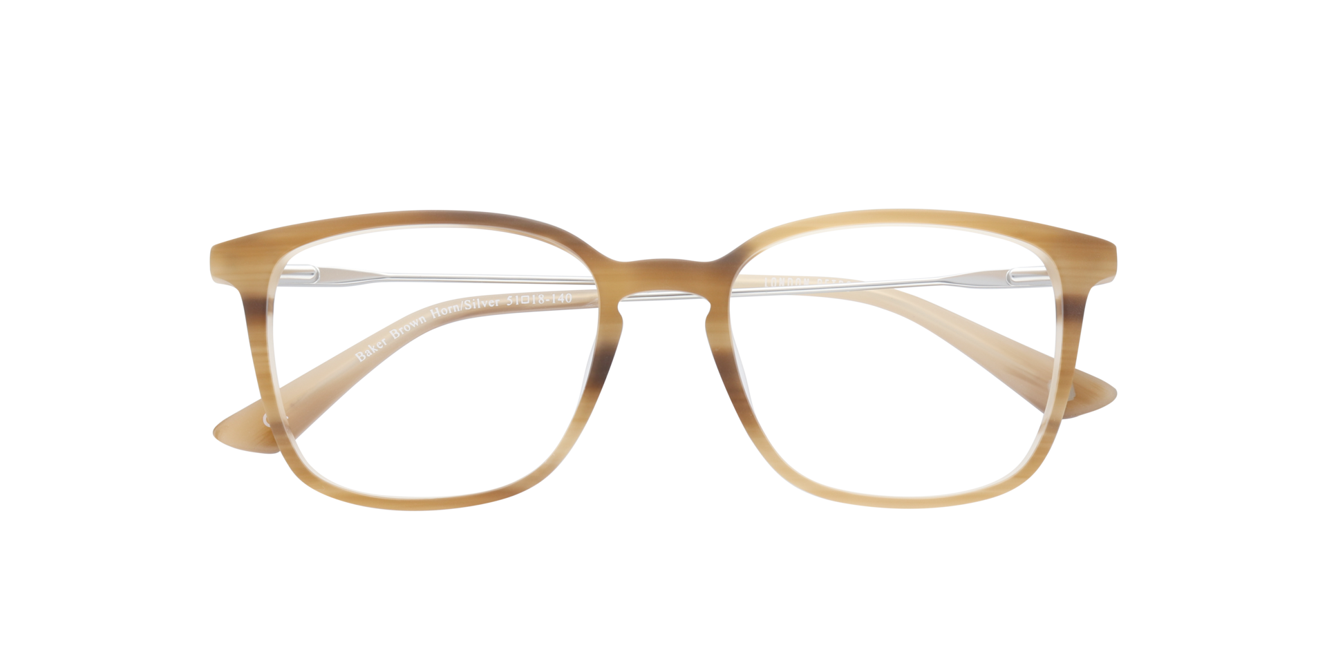 Baker Brown Horn & Silver AcetateEyeglass Frames for Glasses Direct, Closed View