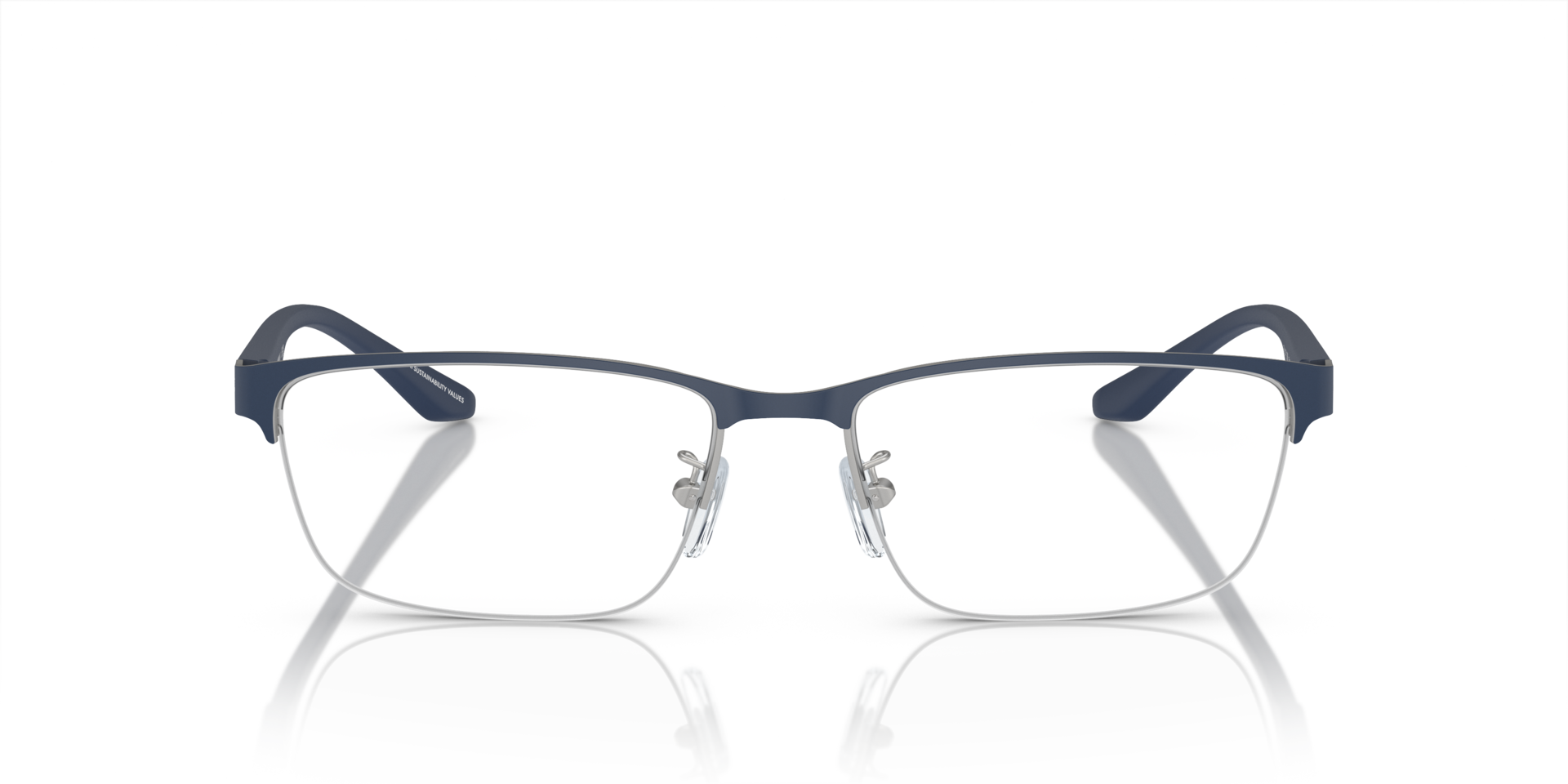 EA1147 Matte Silver & Bluette MetalEyeglass Frames for Glasses Direct, Front View
