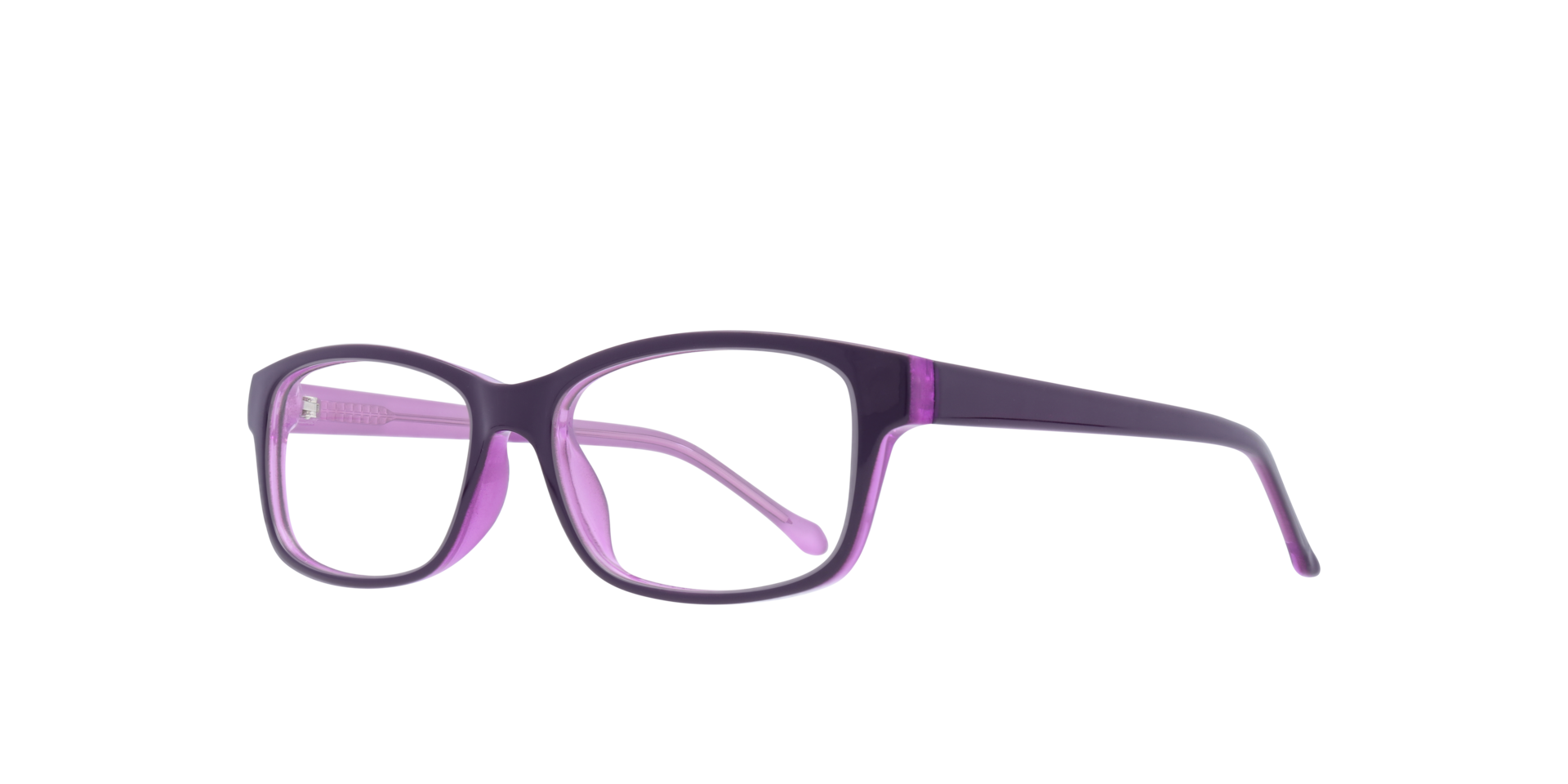 Daisy Dark Purple PlasticSunglass Frames for Glasses Direct, Angle View