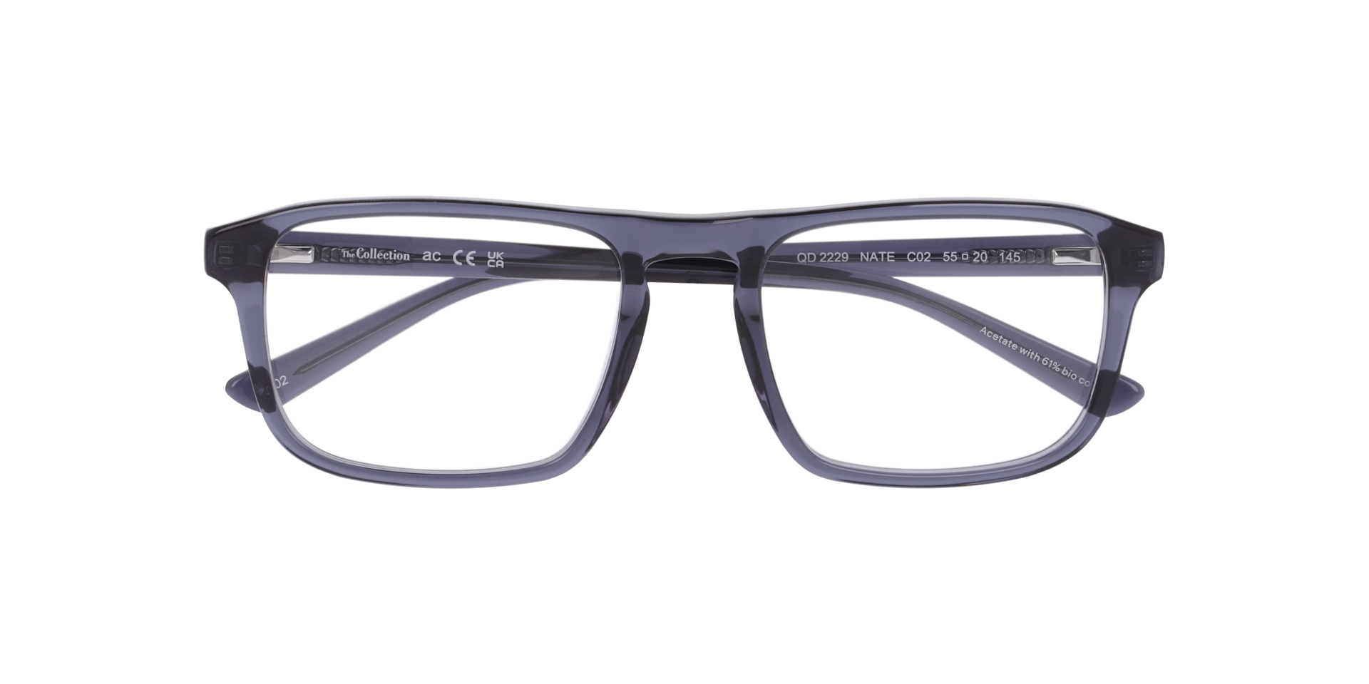 Nate Transparent Blue AcetateEyeglass Frames for Glasses Direct, Closed View