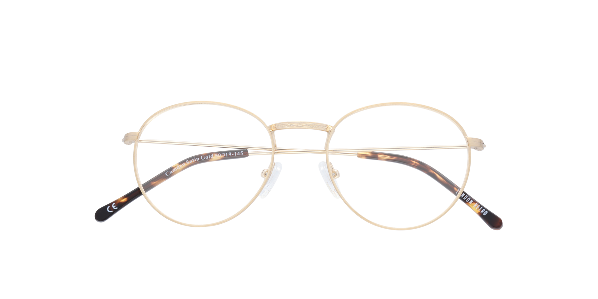 Camden Satin Gold MetalEyeglass Frames for Glasses Direct, Closed View