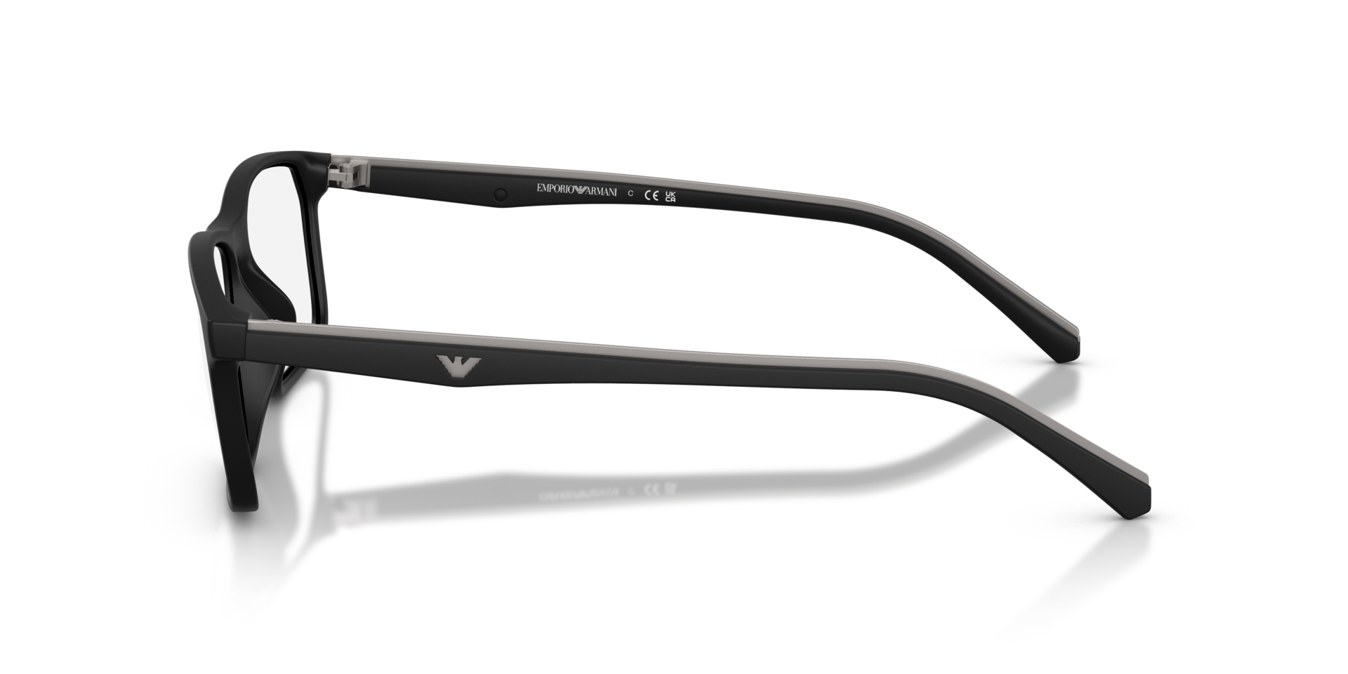 EA3266U Matte Black PlasticEyeglass Frames for Glasses Direct, Side View