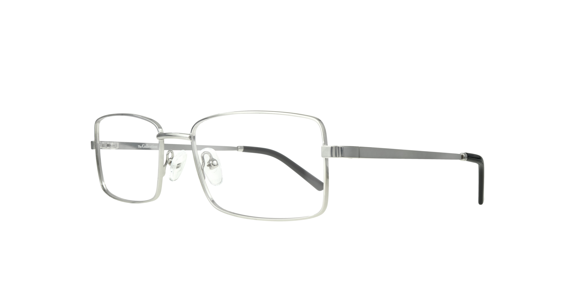 Kai Shiny Silver MetalEyeglass Frames for Glasses Direct, Angle View
