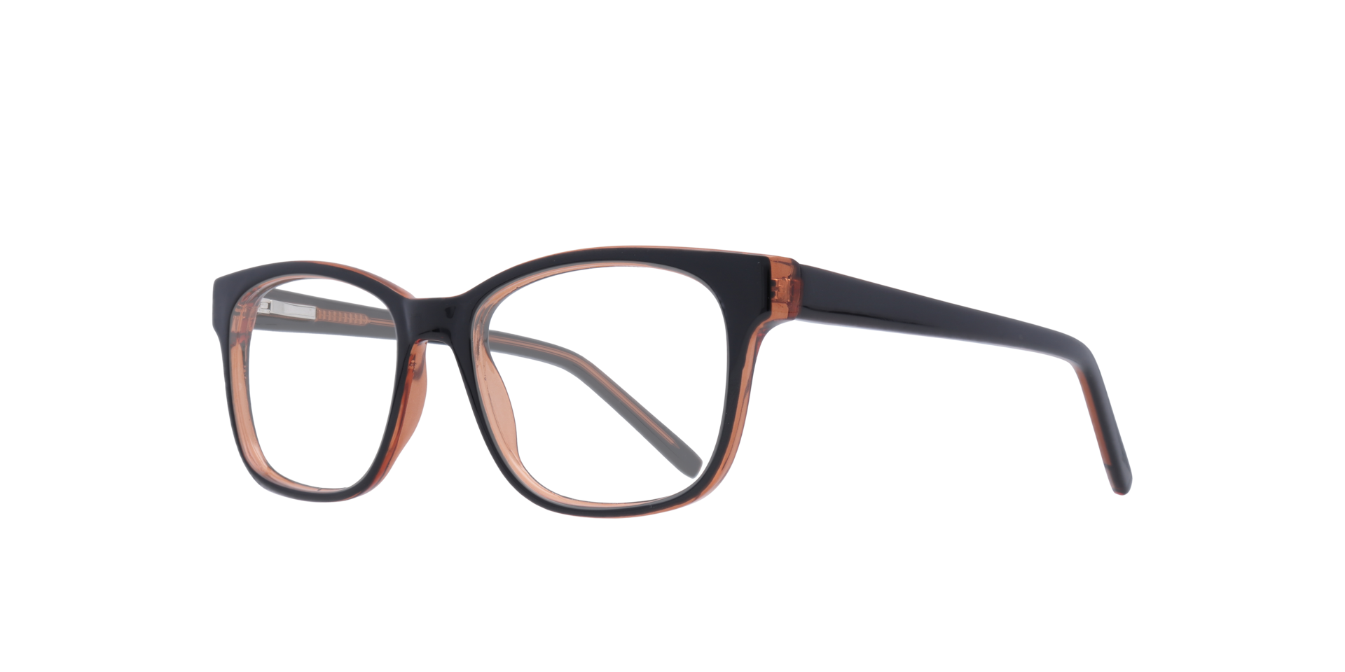 Diallo Black & Brown PlasticEyeglass Frames for Glasses Direct, Angle View
