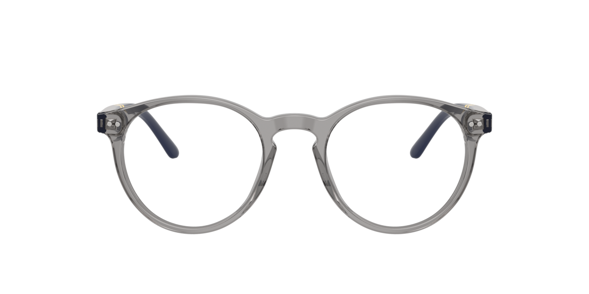 Polo Ralph Lauren Men's Shiny Transparent Grey Round Acetate Eyeglasses Online - Full Rim - Ph2297