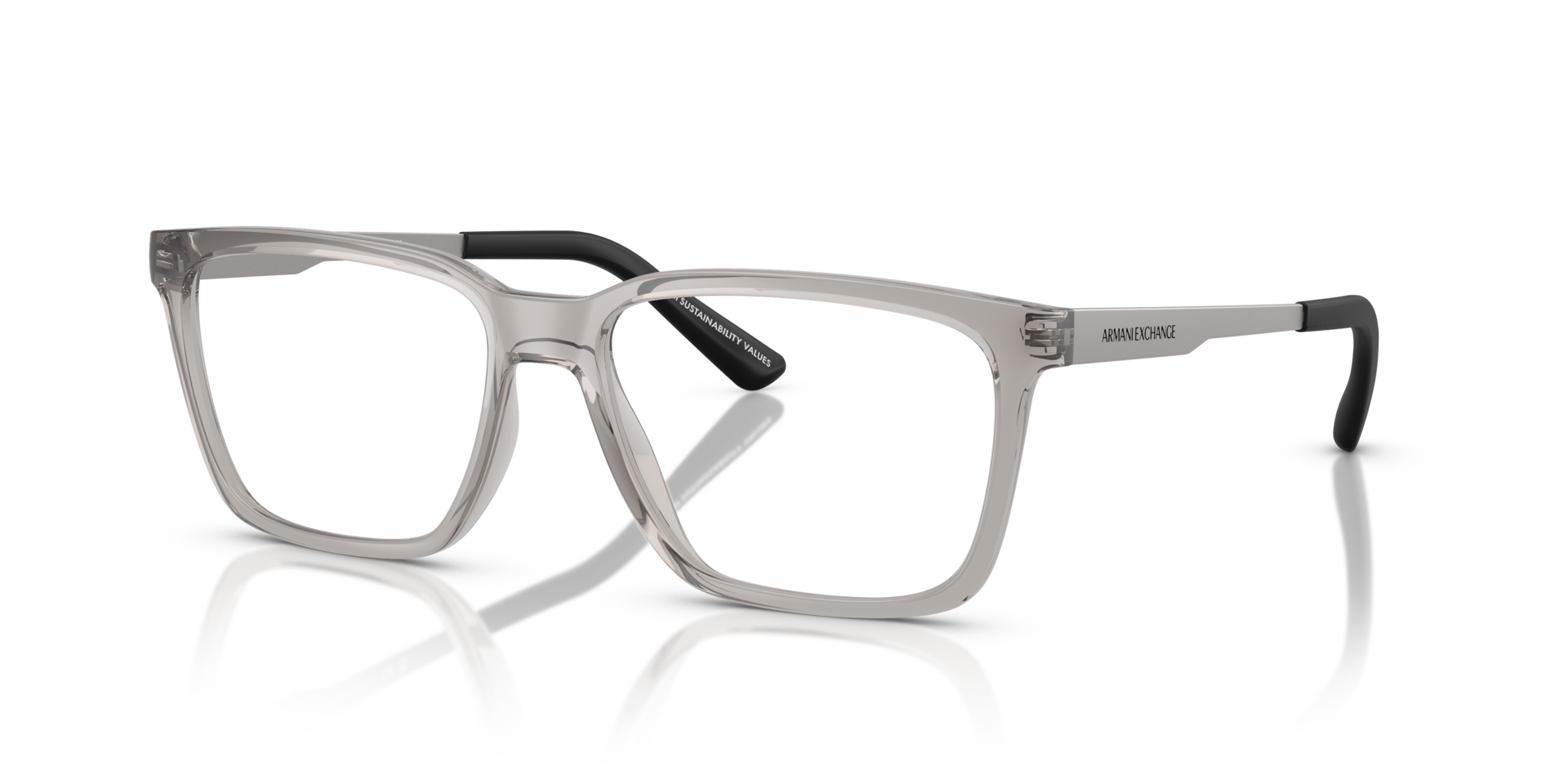 AX3103 Shiny Transparent Grey PlasticEyeglass Frames for Glasses Direct, Angle View